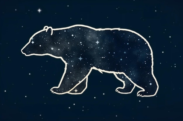 Photo starry bear in the night sky with stars generative ai