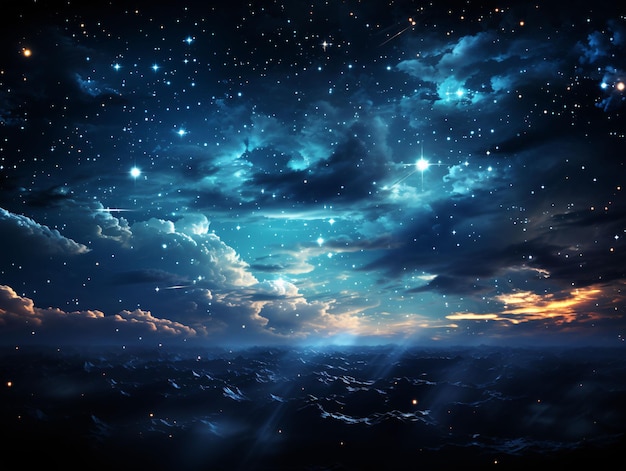 Starry Blue Night Sky Universum gevuld met sterren Generatieve AI