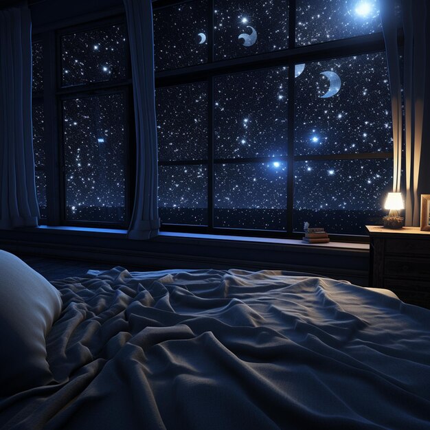 Photo starry haven room with a celestial view