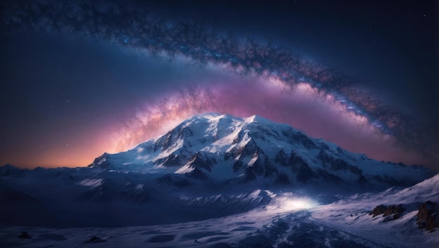 Starry Mountain A Mystical Night in Space