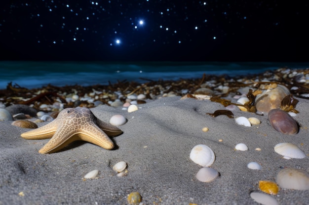 Starry Night Beach Stroll Sea Animal photography