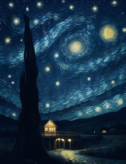 Photo starry night generate by ai