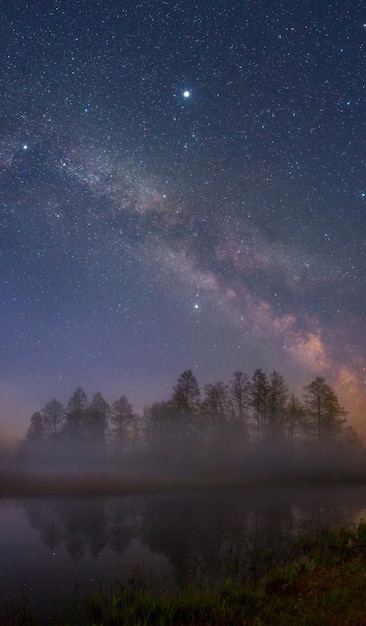 Foto paesaggio notturno stellato