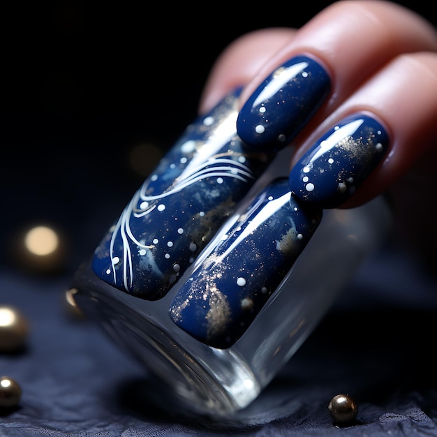 Dark blue/teal and glitter mani 💙 : r/NailArt