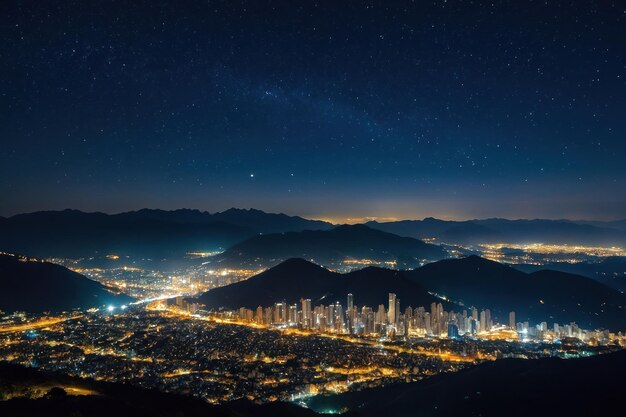 写真 マウンテンタウンの星の夜