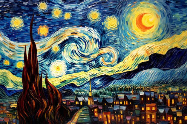 Starry night painting by artist mark generative ai