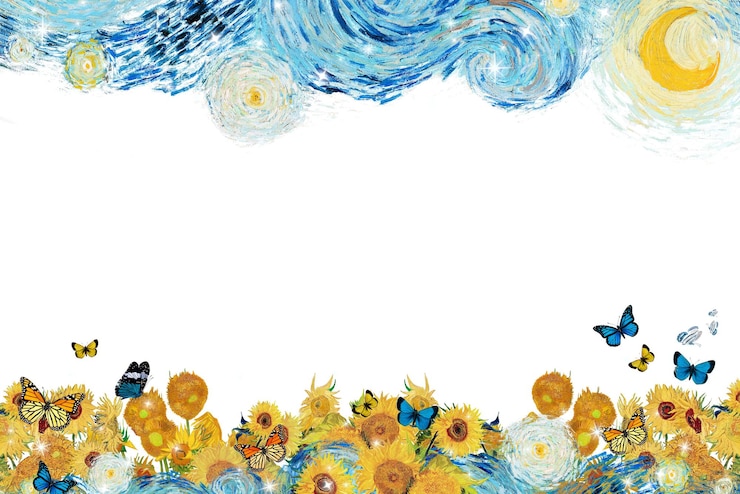 Photo starry night png border sticker van goghs famous painting remixed by rawpixel transparent background