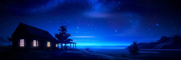 Photo starry night scene deep blues and purples to evoke the mystery and magic of the night sky