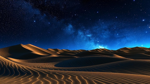 Starry Night Sky Above Desert Sand Dunes