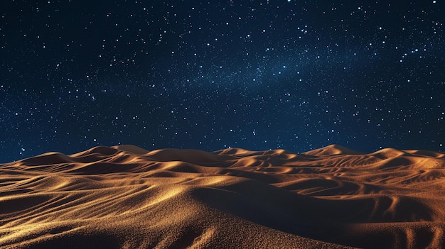 Starry Night Sky Above Desert Sand Dunes