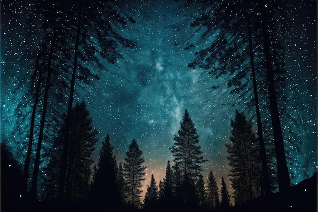 Premium Photo | Starry night sky over a forest