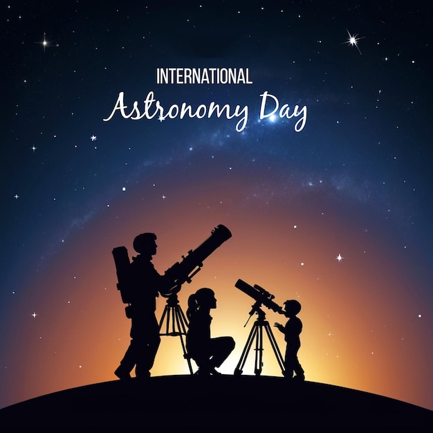 별이 있는 밤하늘 일러스트레이션 천문학 날 개념