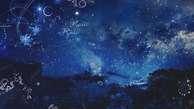 starry night sky meets celestial vectors and elegant calligraphy