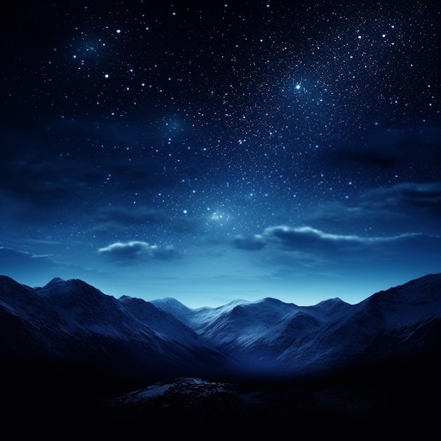 starry night sky over a mountain range with a few clouds generative ai