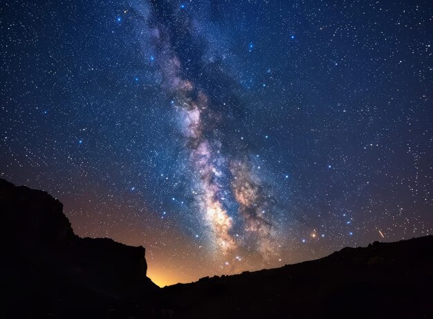 Photo starry night sky over the mountains