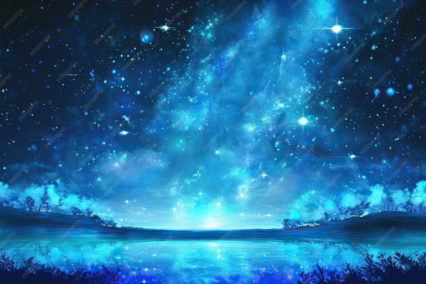 Premium Photo A starry night sky with a blue background