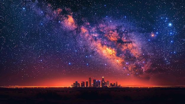 사진 도시 빛 이 물 에 반사 되는 별빛 의 밤하늘
