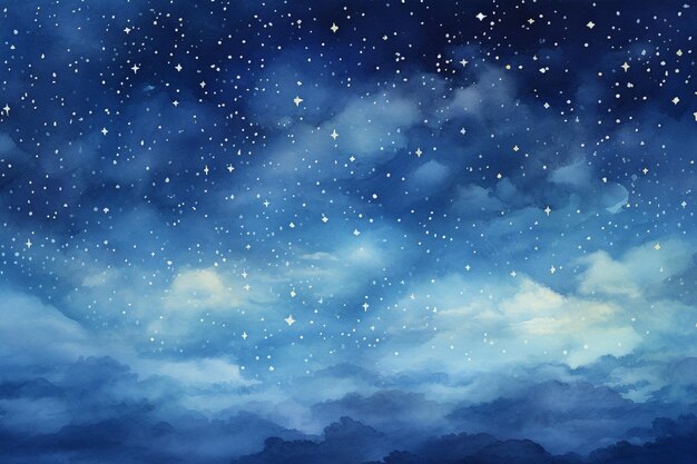 Звездное ночное небо с облаками и звездами и одинокая овца