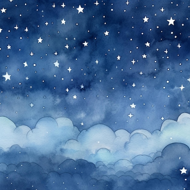 Foto cielo notturno stellato con nuvole e stelle dipinte su di esso ai generativa