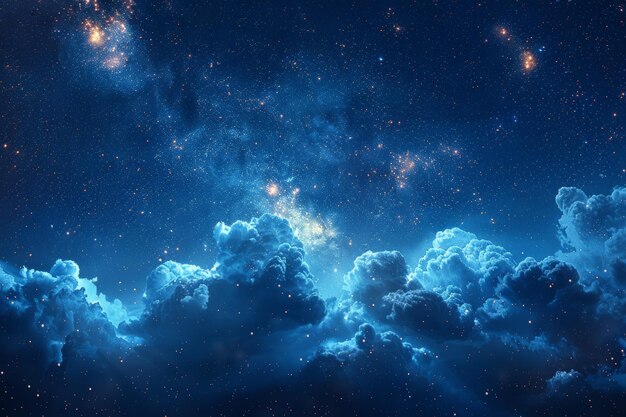 Starry Night Sky With Clouds