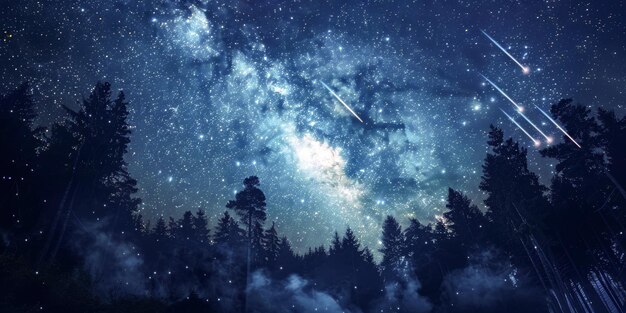 Premium Photo A starry night sky with a few trees in the background