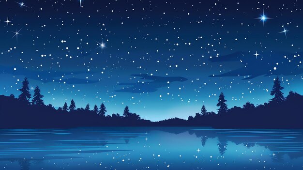 Photo a starry night sky with a lake reflecting the stars