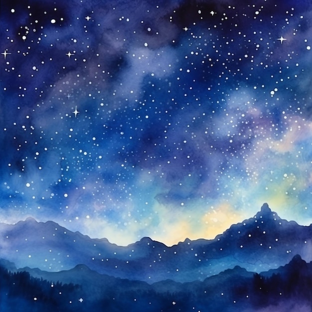 Photo starry night sky with mountains and stars generative ai