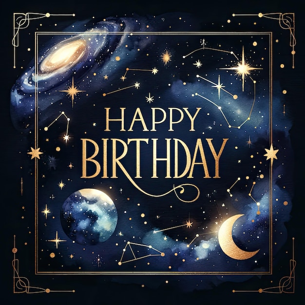 Photo starry night themed birthday card