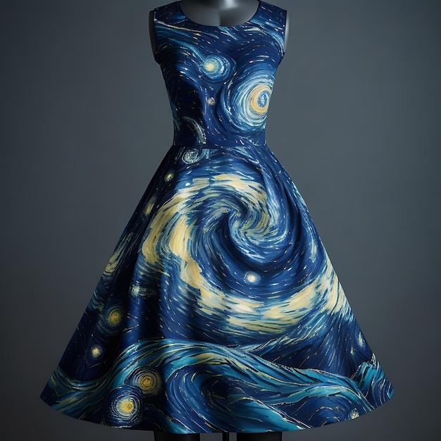 Photo starry nightinspired dress swirling patterns