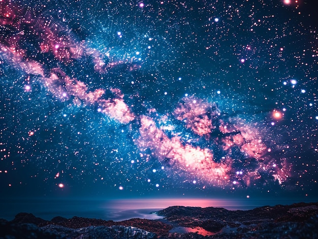 별이 있는 천문대 밤은 천문학의 사업에서 우주를 열어줍니다.