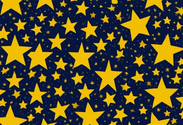 A starry pattern with yellow stars on a dark blue background