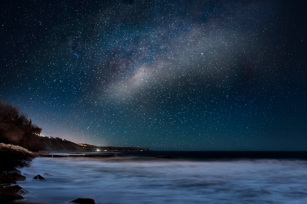 Photo starry sky at the beach collage