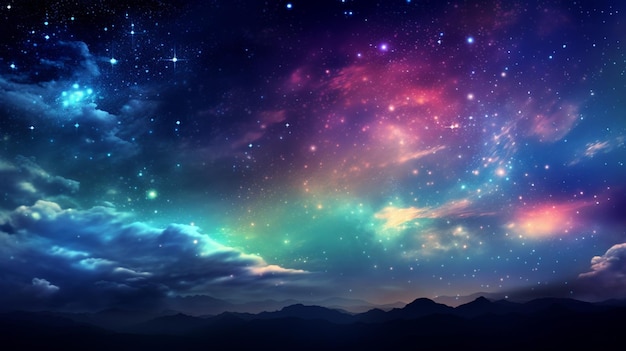 Photo starry sky in colorful sky background