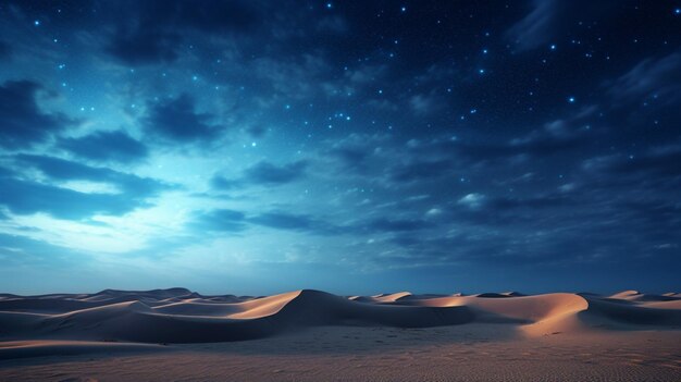 Starry sky in desert sand dunes background