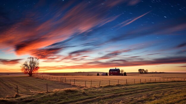 Photo starry sky over farmland background