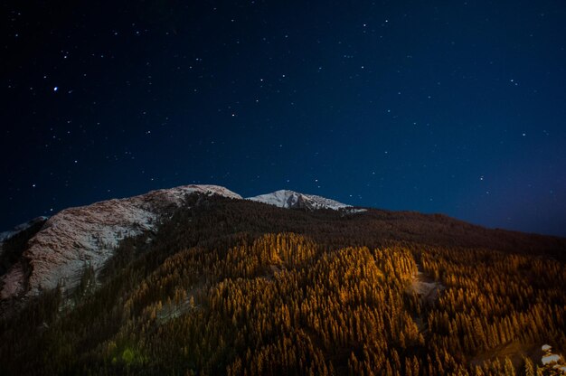 Mayrhofen 스키 리조트 위로 별이 빛나는 하늘.