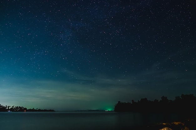 The starry sky and seascape in the night