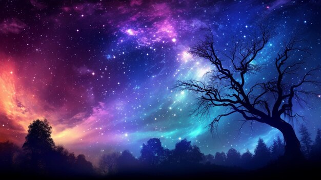 Photo starry sky in vibrant colors background