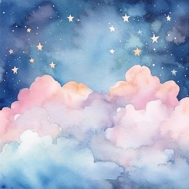 starry sky with clouds and stars painted on it generative ai