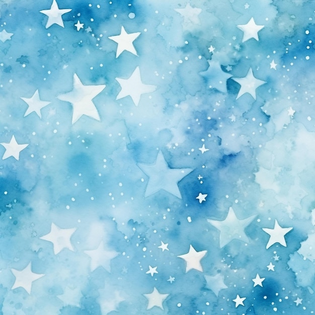 Premium AI Image | stars are painted on a blue watercolor background ...