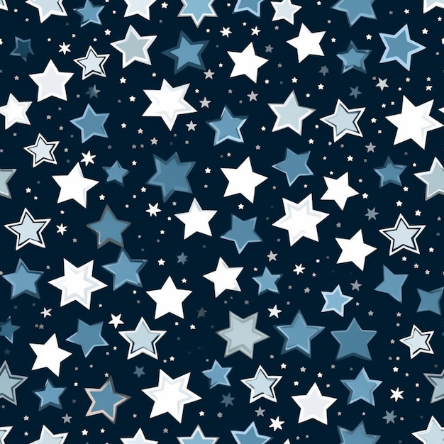 Stars are scattered in a pattern on a dark blue background generative ai