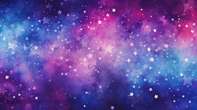 Stars are scattered in the sky and are purple and blue generative ai