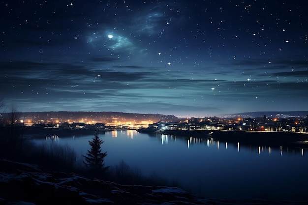 Photo stars over the city night landscape photo