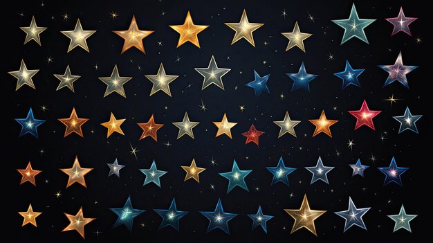 Stars collection featuring a diverse array of handdrawn stars for various applications