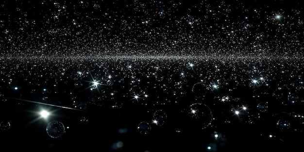 stars floating over light spots on black background