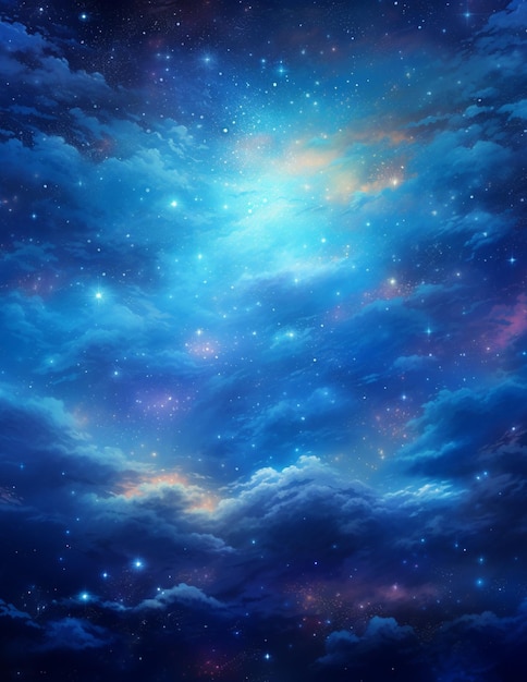 Stars Galaxy Minimalist Retro Elegant Blue and Purple Digital Background