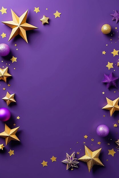Фото Звезды изолированы на фиолетовом фоне праздничный день на фоне плоский стиль с минималистским дизайном баннер или приглашение на вечеринку