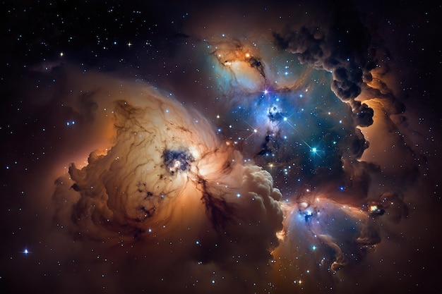 Stars and nebulae in the night sky