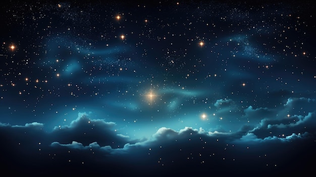 Stars in night sky web banner space background ai generated