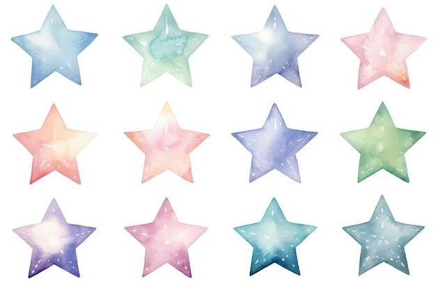 Stars pastel watercolor style Stars clipart